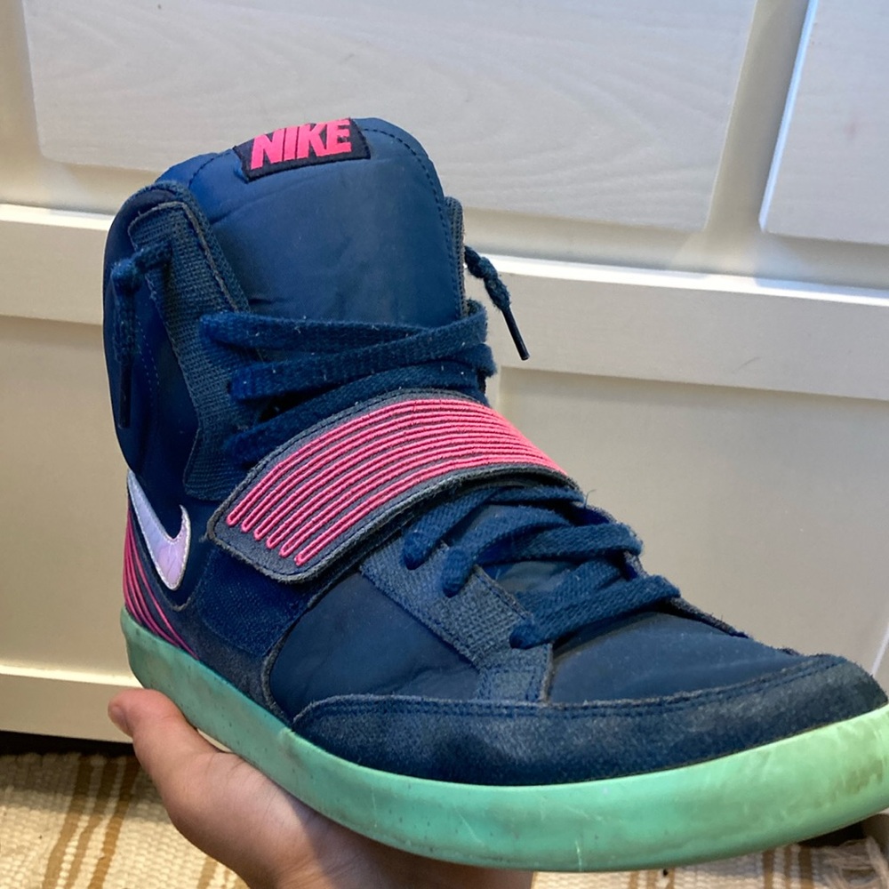 Nike Blue and Pink High-Top Skystepper Sneakers